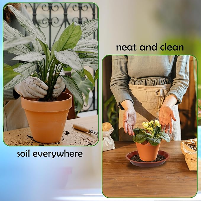 12 Pack 12 Inch Round Plant Saucers for Less 10 Inch Pot Indoors Outdoors Plant Trays for Pots Planter Saucer Plastic Drip Tray Planter Water Tray(Terracotta, 11.8"(6pcs))
