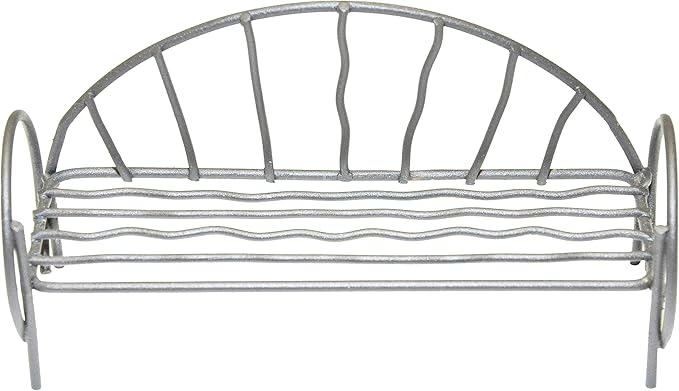 G & F Products 10046 Garden Miniature Metal Bench, Silver, 5.5 in L x 1 in D x 2.5 in T