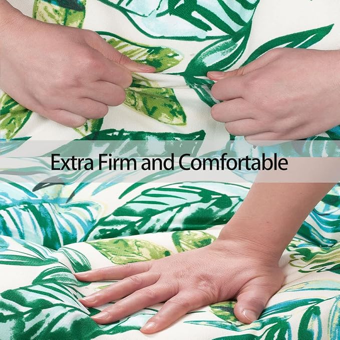 FUNHOME Outdoor Bench Cushion 48 x18 inch with Non-Slip Grips,Water Resistant Porch Swing Cushion,Bench Pillow Pads,Floral Tufted Cushions for Patio Garden Furniture,48" Seat Cushions(Palm Leaf)