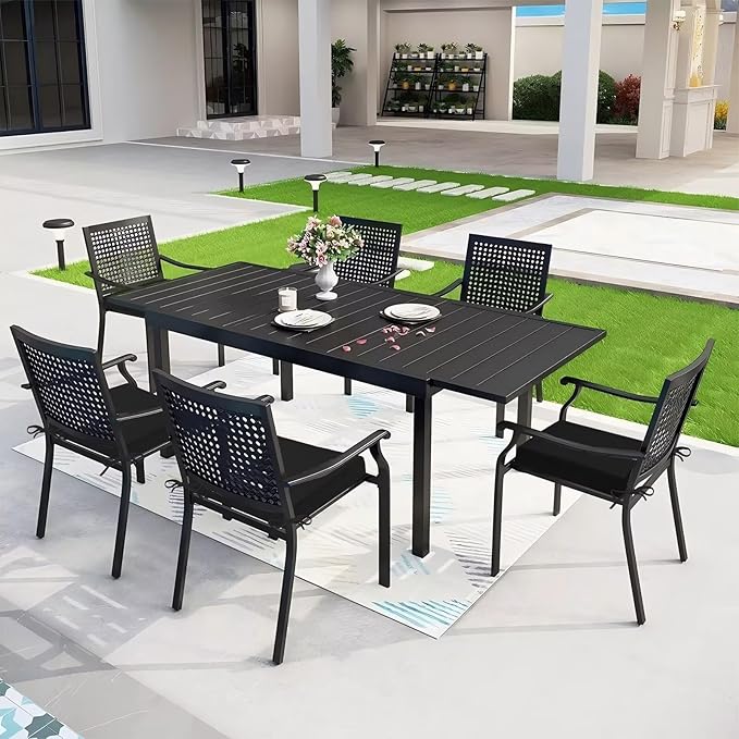 Outdoor Chair Cushions Set of 4, 18.5 x 16 Inch Patio Chair Cushions, Water Resistant, Non-Slip Ties (Black)