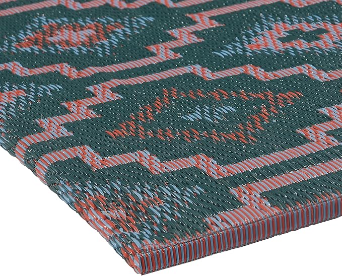 Fab Habitat Striped Non Slip Doormat - Durable, Thin - Recycled Plastic - Entryway, Front Door, Porch, Patio - Lhasa - Green (24" x 36" Non-Slip)