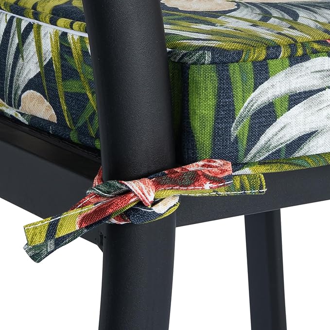Magpie Fabrics Indoor Outdoor Waterproof Square Chair Cushion, 18" x 18" x 2.5", 2 Pack, Water Resistant Seat Cushions, for Patio Garden Office, Midnight Floral
