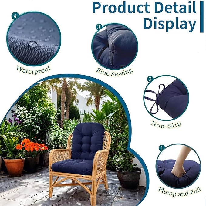 Outdoor Chair Cushions for Patio Furniture Waterproof Patio Chair Cushions Seat Pad for Garden Home Office Orange Grey