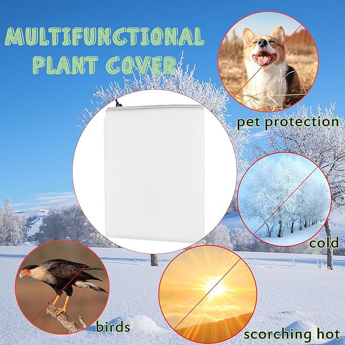 3 Packs Plant Cover, 7 Ft x 6 Ft Frost Winter Protection Tree Wrap Bag, Cold Weather Protection Cloth Cover Outdoor for Growing Season Extension and Freezing Protection