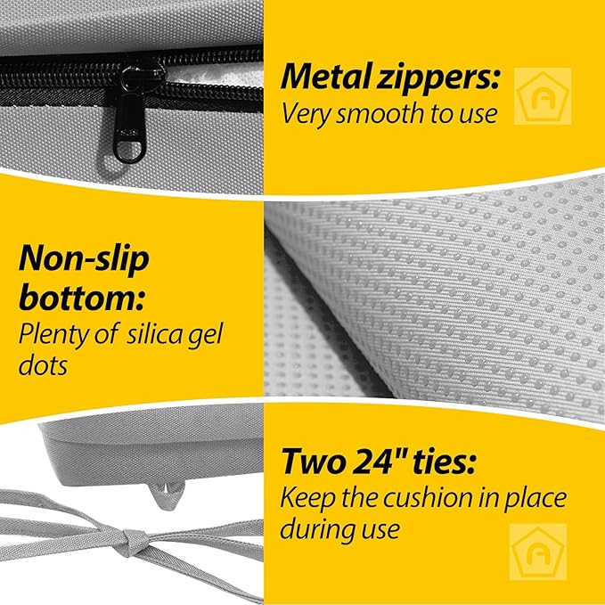 AAAAAcessories Outdoor Seat Cushions for Chairs, Waterproof, Fade-Resistant, 17" x 16" x 2", Patio Furniture Replacement Cushions, Set of 2, Gray