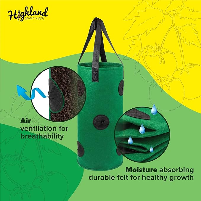 Hanging Strawberry Planter Outdoor Upside Down Tomato Planter Indoor Strawberry Hanging Grow Kit Tomatoes Vertical Design Plant Hanger with Holes Hook Included