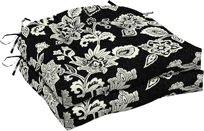 Arden Indoor/Outdoor Rocking Chair Or Wicker Chair Cushion, 2-Pack, 20 x 18, Water Repellent, Rain Proof, Fade Resistant Cushion for Rocking Or Rounded Back Chair Ashland Black Jacobean