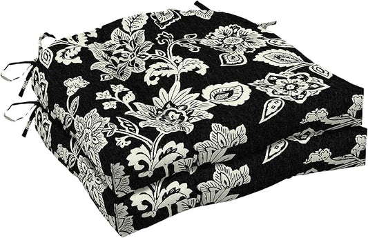 Arden Indoor/Outdoor Rocking Chair Or Wicker Chair Cushion, 2-Pack, 20 x 18, Water Repellent, Rain Proof, Fade Resistant Cushion for Rocking Or Rounded Back Chair Ashland Black Jacobean