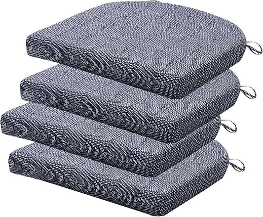 Outdoor Chair Cushions Set of 4, 17 x 16 Inch Patio Chair Cushions for Outdoor Furniture, Water Resistant Outdoor Patio Chair Cushions with Non-Slip Ties(Digby Indigo)