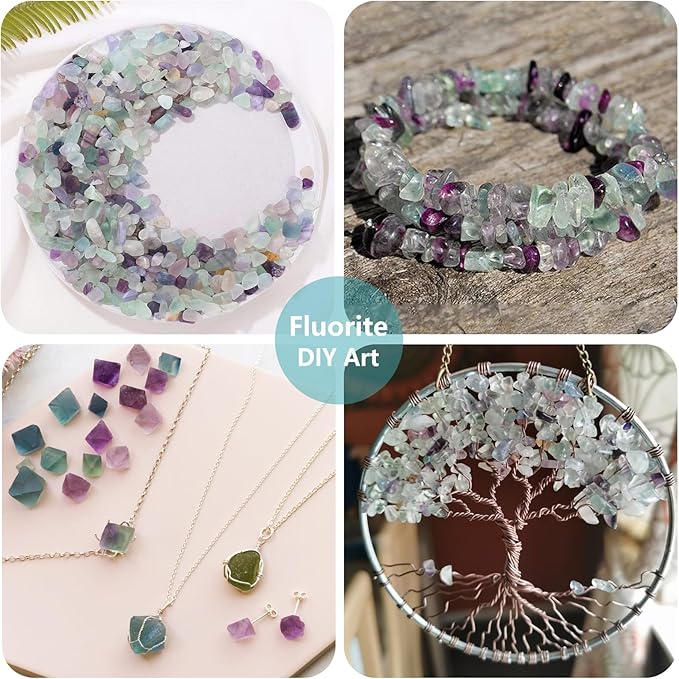 Crystal Pebbles – 0.9LB Natural Fluorite Crystal Bulk, Decorative Tumbled Gemstones Sea Glass Rock for Fish Tank Gravel, Vase Filler, DIY Crafts, Plant Pots & Home Decor