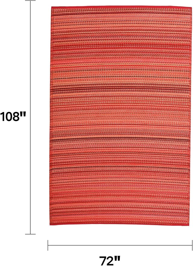 Fab Habitat Outdoor Rug - Waterproof, Fade Resistant, Crease-Free - Premium Recycled Plastic - Striped - Large Patio, Deck, Sunroom, Camping, RV - Cancun - Sunset - 6 x 9 ft