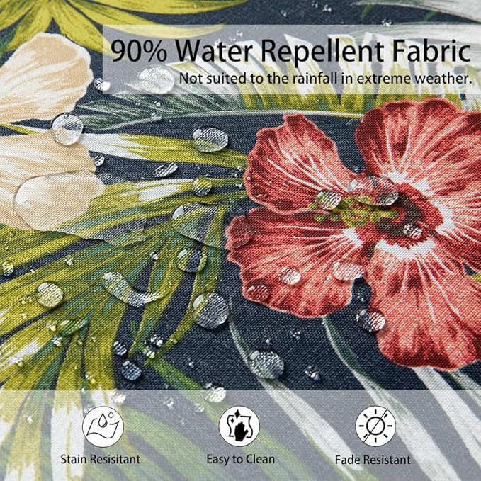 Magpie Fabrics Indoor Outdoor Waterproof Square Chair Cushion, 18" x 18" x 2.5", 2 Pack, Water Resistant Seat Cushions, for Patio Garden Office, Midnight Floral