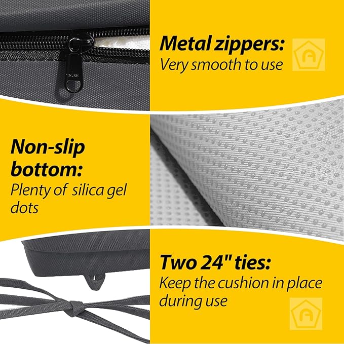 AAAAAcessories Outdoor Seat Cushions for Chairs, Waterproof, Fade-Resistant, 18.5" x 16" x 3", Patio Furniture Replacement Cushions, Set of 2, Dark Gray