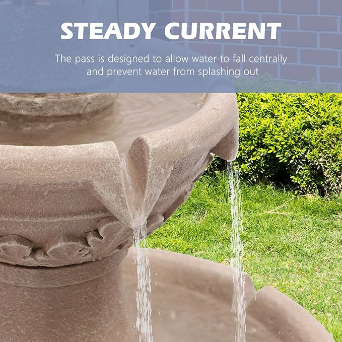 Grepatio Italian Outdoor Water Fountain, 48" H Waterfalls with Pump, 3-Tier Roman Pillar Garden Fountain, Indoor/Outdoor Modern Floor Standing Water Fountains for Garden, Patio, House Decor