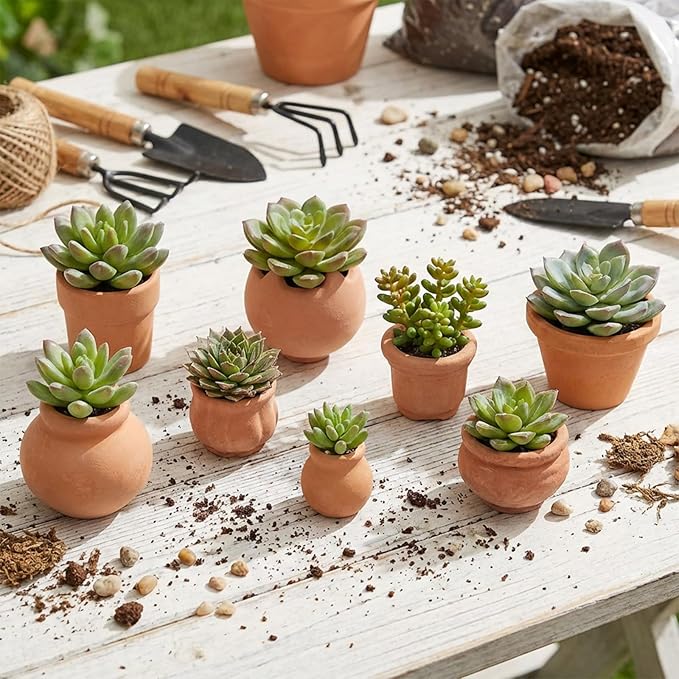 10 Pieces Mini Clay Pots Terracotta Clay Small Flower Mini House Flower Pot for Crafts DIY Garden Plants and Office Desktop