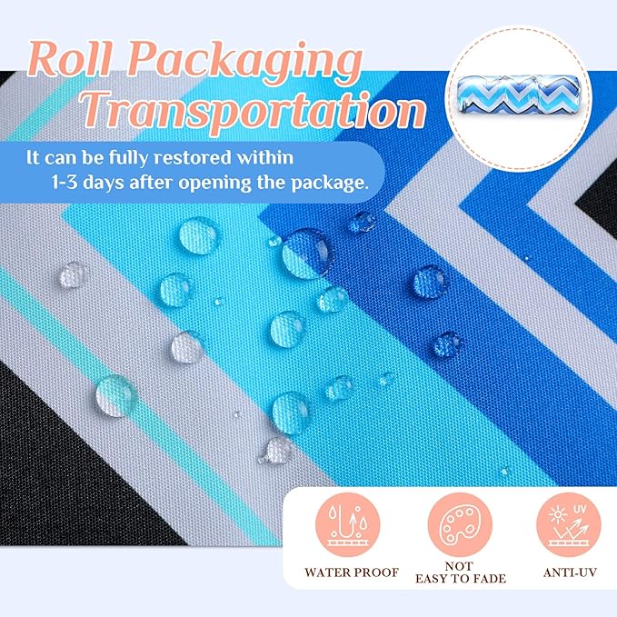Hoteam 6 Set Patio Chair Cushions Outdoor High Chair Cushion 20 x 40 Inch Waterproof Patio Seat Rocking Indoor Thickened Pad(Geometric Style,Dark Blue)