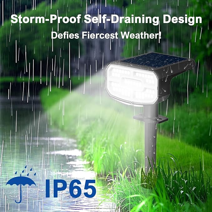 Solar Lights Outdoor Waterproof IP65, Super Bright LED, 6500K 2 Lighting Modes, Solar Powered Yard Garden Solar Spot Lights for Outside Landscape Auto On/Off -6 Pack