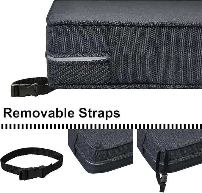 Deep Seat Cushions, Outdoor Cushions, Patio Furniture Cushions, Deep Seat & Back Cushion Patio Cushions for Backyard Couch Sofa Fade Resistant (24x24x4 inches 4 Sets, Black Grey)