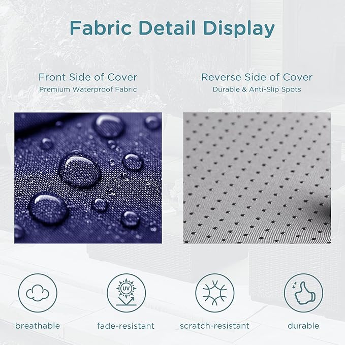 Codi 14-Piece Outdoor Cushions for Patio Furniture, 6 Seat (25.6'' x 25.6'') Waterproof Replacement Cushion Set - High-Density Foam, UV Resistant, Fits Wicker & Rattan Sectional Sofas - Navy