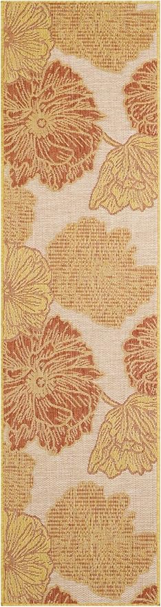 Nourison Home Garden Oasis Coral 2' x 8' Area Rug - Easy Clean, Non Shedding, Bed Room, Living Room, Dining Room, Kitchen (8' Runner)