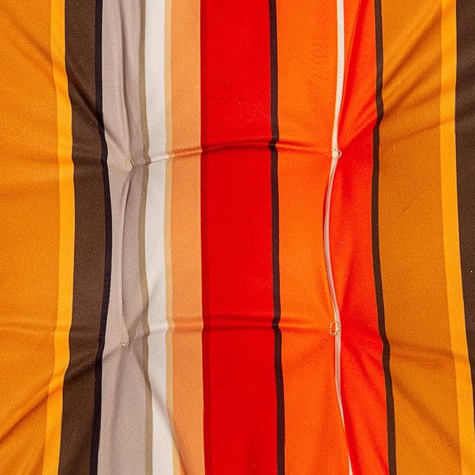 2-Pack Outdoor/Indoor Wicker Patio Seat Cushion Pad with Ties - Dining Chair Cushion, 17" x 17" (Orange and Red Stripes)