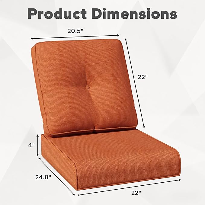 Joyside Outdoor Chair Cushions Set, 22x25/22x24 Inch Patio Furniture Deep Seat Cushions, Water Resistant & Thick Cushion, Outdoor Replacement Cushions for Seat and Sofa