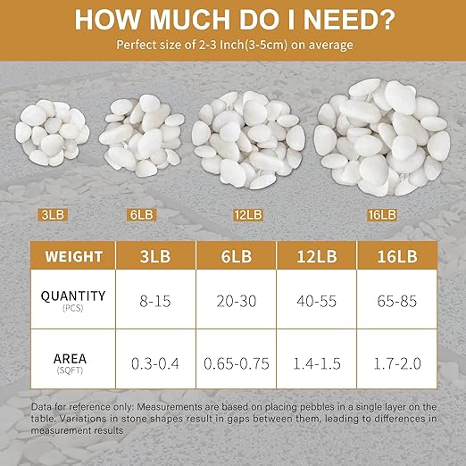 NUPICK 3lb White River Rocks for Plants Indoor, 2-3Inch White Pebbles for Vases Fillers, Decorative Gravel for Fish Tank, Natural Polished Stones for Succulent, Bonsai, Landscaping, Bird Baths