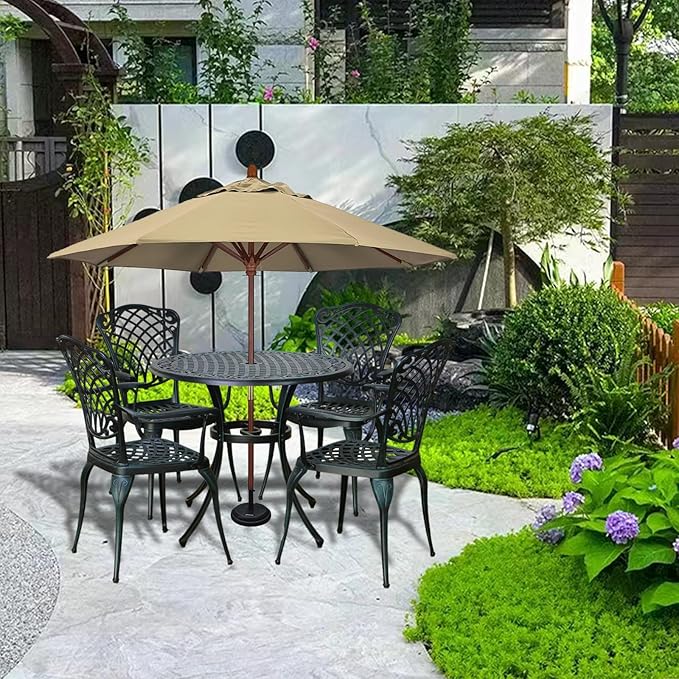 Outdoor Patio Chairs Set of 2, High Back Bistro Chairs Set of 2 with Armrests, Cast Aluminum Metal Patio Dining Chairs for Garden Deck Backyard, Vintage Green