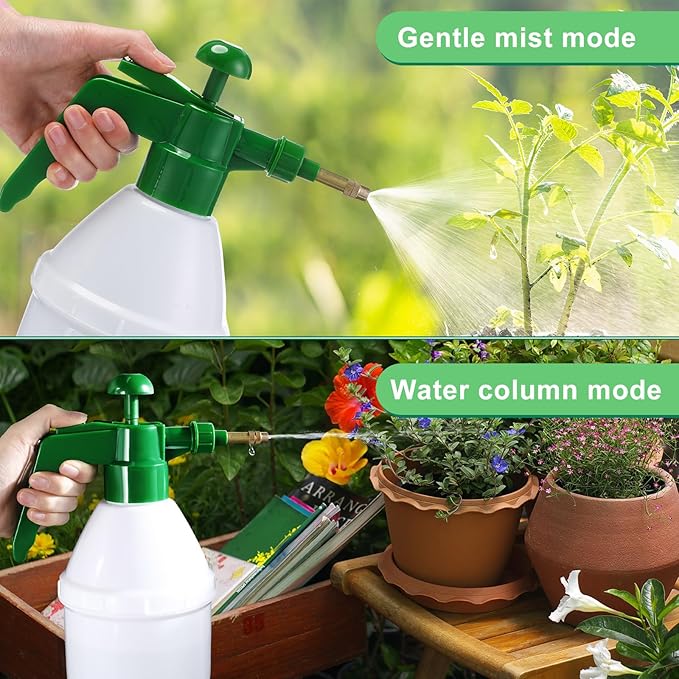 2 Pcs 50 oz Handheld Pump Spray Bottle Garden Mister Spray Bottles Lawn Pressure Hand Pump Sprayer with Adjustable Nozzle for Chemicals Watering Weeds Plants and Cleaning (Green)