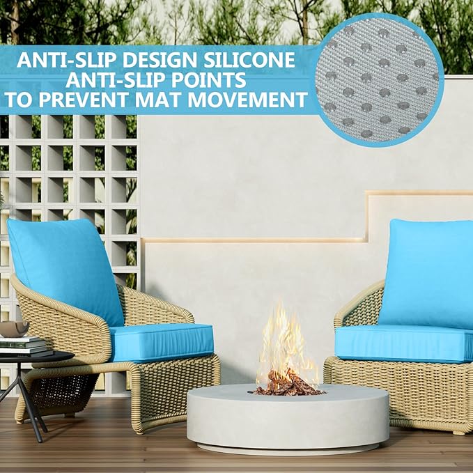 24" x 24" x 6" Outdoor Deep Seat Cushions Set - 4 Set Waterproof & Fade Resistant Patio Furniture Replacement Cushions, Non-Slip Outdoor Cushions Fit Loveseats, Couches, Chairs, and Sofas.