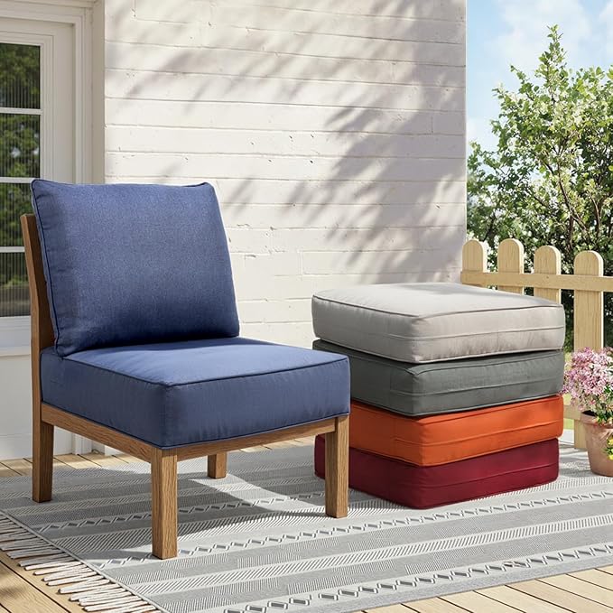 Outdoor Cushion Set for Furniture Patio Furniture, UV Resistant, Water Resistant - 6 Inch Thick Foam Garden Cushions – 22x24 Inch Patio Seat Covers for Chair/Sofa/Couch | Blue | 10-Pack |