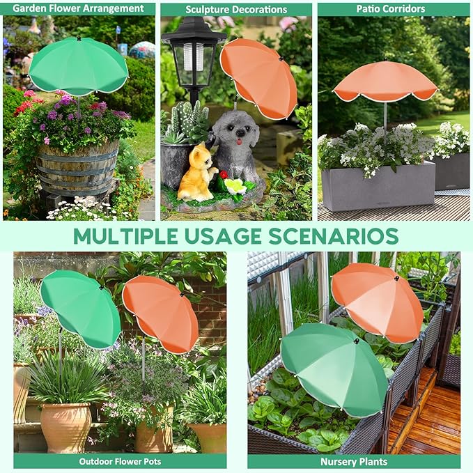 23.6" Adjustable Garden Umbrella Shade for Outdoor Use, Potted Greenery & Garden Beds – Angle-Adjustable Sun Protection