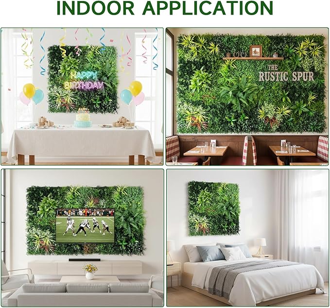 Artificial Plant Wall Panels, 40"x 40" Greenery Boxwood Panels with UV Protection, Faux Grass Ivy Privacy Screen Fence, Grass Wall Backdrop for Indoor Outdoor Garden Backyard Decor