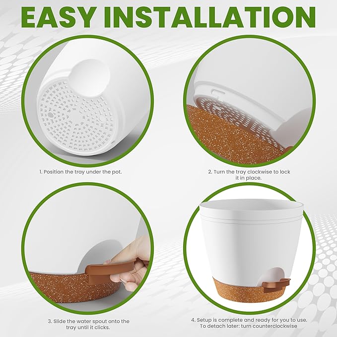 Utopia Home Self Watering Pots for Indoor Plants, Planters for Indoor Plants, Multi-Size Flowerpot, Set of 10 Plant Pots with Drainage & Reservoir, 6.8"/6.4"/5.9"/5.5"/4.9" (White)
