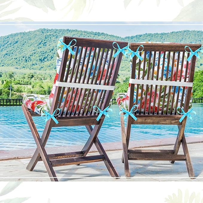 Hoteam 4 Set Outdoor Deep Seat Patio Chair Cushions Waterproof Patio Cushions Set 20 x 42 Inch for Furniture Replacement Removable Seat and Back(Flower)