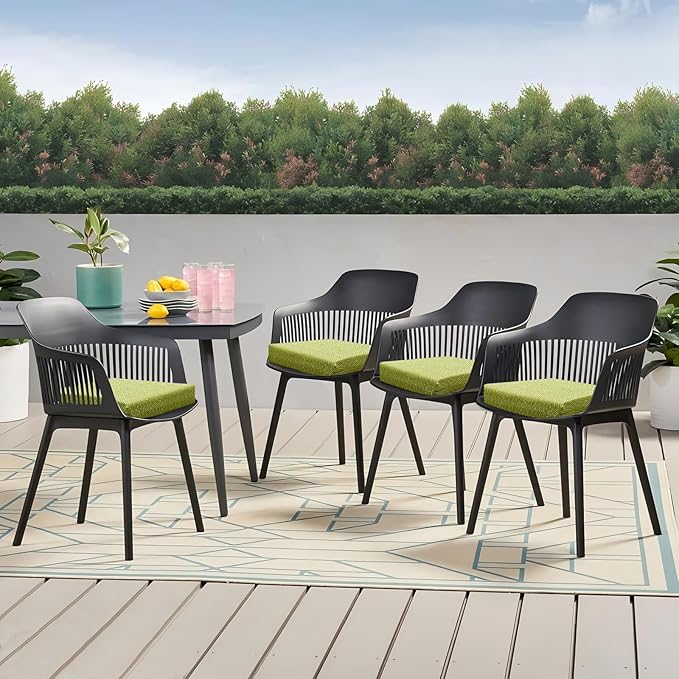 Outdoor Chair Cushions Set of 4, 18.5 x 16 Inch Patio Chair Cushion for Outdoor Furniture, Water Resistant Outdoor Patio Chair Cushions with Non-Slip Ties(Digby Macaw)