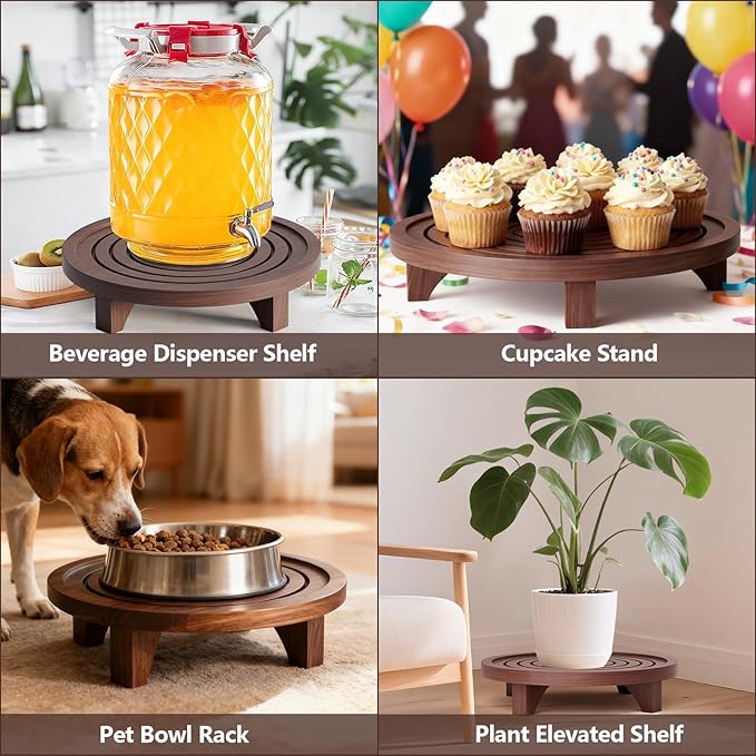 3-Pack Wood Plant Stand Indoor, Plant Riser Multi Sized Decorative Plant Stands Stools Corner Table Indoor and Outdoor Display Racks for Living Rooms Offices Balconies Table Gardens (Brown)