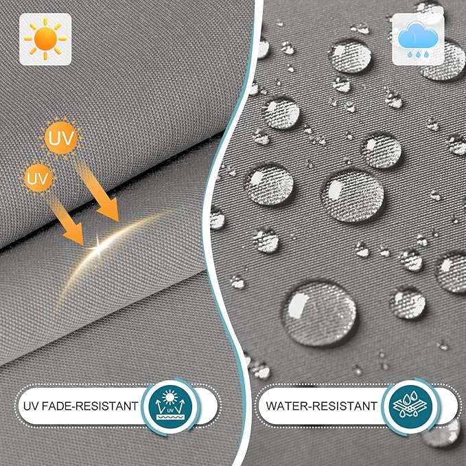 Basic Beyond Outdoor Chair Cushions Set of 6, Square Corner Outdoor Cushions for Patio Furniture, Water Resistant Patio Chair Cushions with 2 Ties, 18.5x16x3, Light Grey