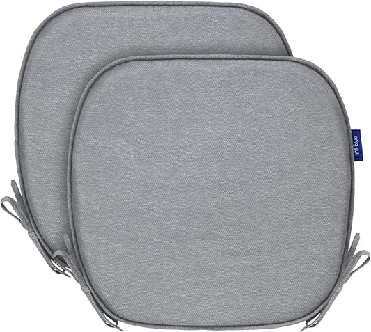 SleepMan Outdoor 17"x16" Chair Cushions with Ties Set of 2, Water Resistant All Weather U-Shape Seat Pads for Patio Garden Furniture Indoor (Set of 2, Light Grey)