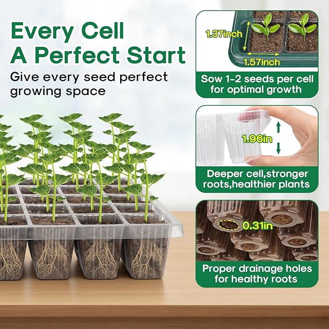 BlumWay Seed Starter Tray with Grow Light,2 Pack 80 Cells Seedling Tray Kit with Humidity Dome/Indoor Plant Starter Kit, Adjustable Brightness Plant Germination Trays