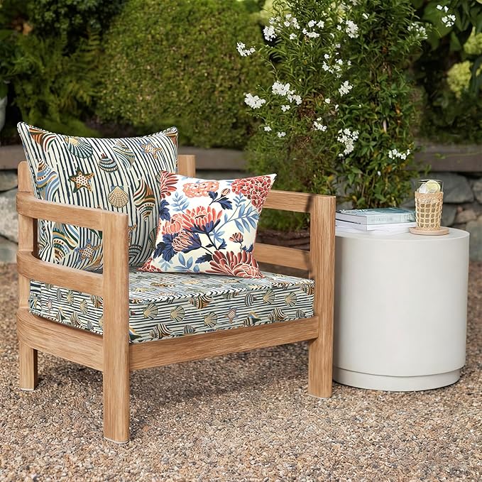Outdoor Deep Seat Cushion Set, Water Repellent 24"x24" Patio Thick Cushions Replacement with Seat & Back Pillow for Patio Sofa, Wicker Chair, Couch - Crayon Shells