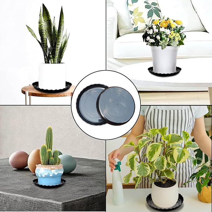 Plastic Plant Saucer Trays, 13 Pcs Plant Trays, 6/8/10 Inch Round, Gray, for Indoor/Outdoor Plants
