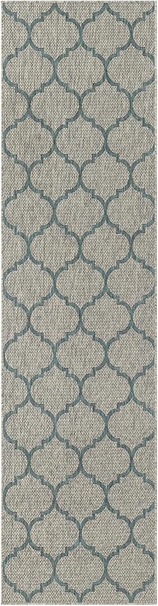 Unique Loom Outdoor Trellis Collection Area Rug (2' 7" x 10' Runner, Gray/ Ivory)