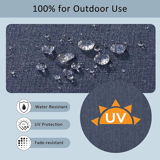 24x24 Inch Outdoor Deep Seat Cushions Set of 2,Thick High-Density Foam, Water-Resistant, Piped Edges & YKK Hidden Zipper for Patio Furniture,Sky