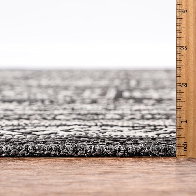 Keen Home Design Terrace Outdoor Runner Rug - 26"x119" Washable Indoor/Outdoor Rug for Patio, Kitchen, Balcony, Beach, Garden, Deck and Porch, Size: 2'2" x 9'11", Trend Black