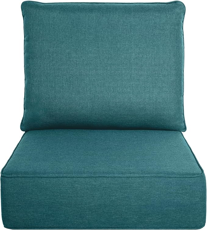 Belord Luxury 6" Thick Outdoor Cushion Set - 24 x24 Inch 28D Sponge Filling Fade-Resistant Chair Cushion, Spill Proof Removable Patio Furniture Replacement Cushion for Sofa Bench Swing - Peacock Blue