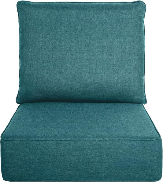 Belord Luxury 6" Thick Outdoor Cushion Set - 24 x24 Inch 28D Sponge Filling Fade-Resistant Chair Cushion, Spill Proof Removable Patio Furniture Replacement Cushion for Sofa Bench Swing - Peacock Blue