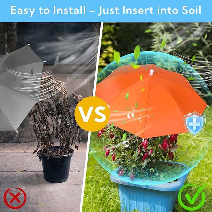 6 Pack Plant Umbrellas for Outdoor Plants, Garden Umbrella Shade for Potted Plants and Garden Beds, Sun Shade Cover to Defend Plants From Blazing Sun