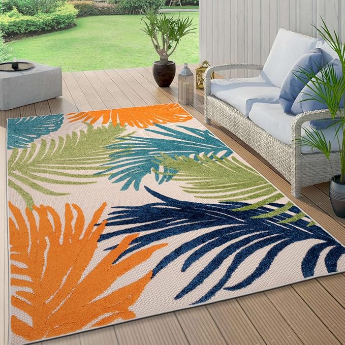 Rugshop Lucca Contemporary Floral Indoor/Outdoor Area Rug 3'3"x5' Multi