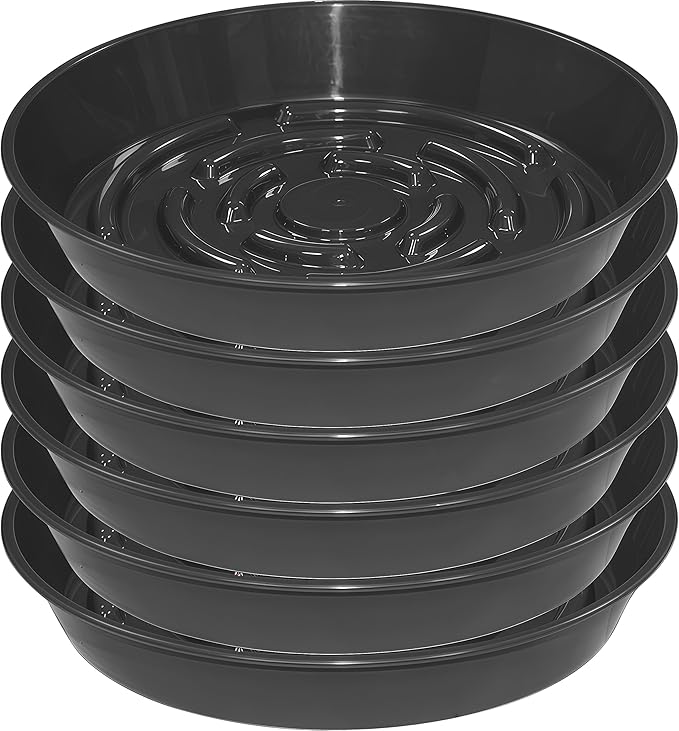 6 Packs Plant Saucer Pot Tray, 8 inch Black Flower Planter Saucers and Drip Trays